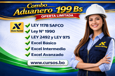 Combo Aduanero 6 Cursos Ley 1178 - Ley 1990 - Ley Nº 2492 - Ley 975 y Excel Básico - Intermedio- Avanzado