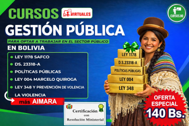 Combo D Aymara Ley 1178, Pol Pub, DS 23318A, Ley 004 y Ley 348 Prevension Violencia Modalidad Virtual 