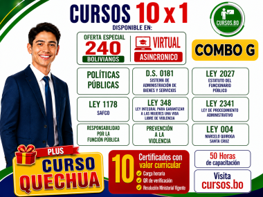 Combo G Quechua, Ley 1178, Pol Pub, DS 23318A, Ley 348, Prev Violencia, DS 0181, Ley 3131, ley 1152 y SAFCI en vivo por zoom